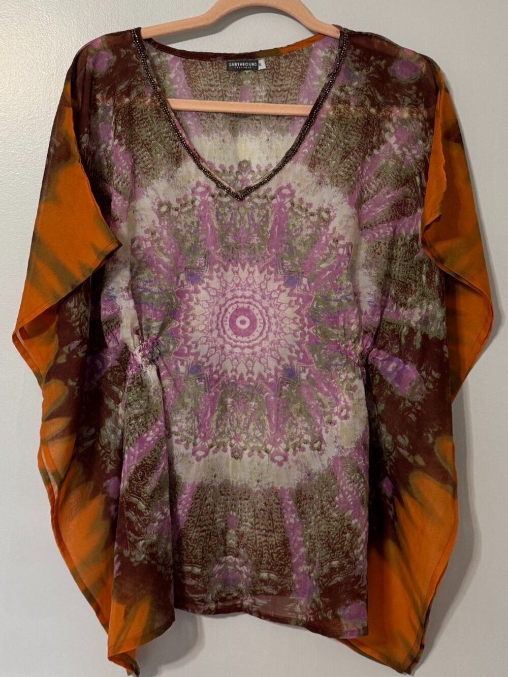EARTHBOUND TRADING CO. Beaded Poncho Style Top